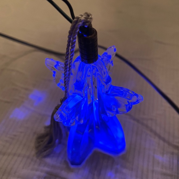 Lenox Holiday Lenox Crystal Illuminated Angel Christmas Ornament Lights Up Blue Crystal
